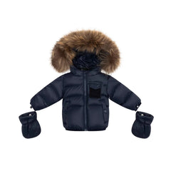 Ellabee Navy Raccoon Bella Enfant Down Coat