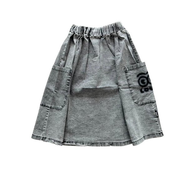 Loud Apparel Light Grey Stonewash Time Midi Skirt