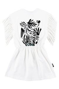LOUD APPAREL WHITE MAHALO FLORAL ABSTRACT PRINT DRESS