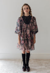 Petite Amalie Romantic Floral Print Yoke Tulle Dress