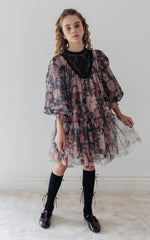 Petite Amalie Romantic Floral Print Yoke Tulle Dress