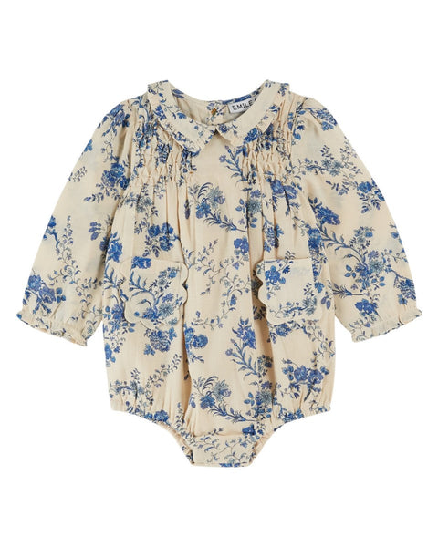 Emile Et Ida Orchid Bleu Smocked Romper
