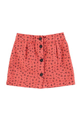 Piupiuchick Short Skirt Elastic Waits Raspberry Black Flowers