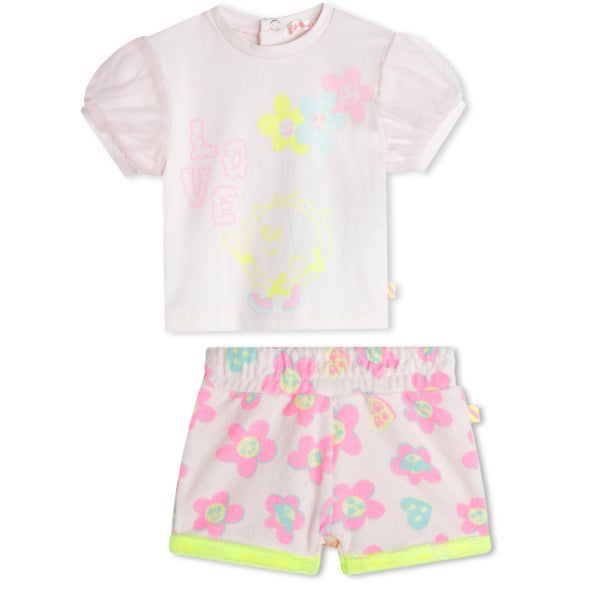 BILLIEBLUSH FLOWER GRAPHIC TSHIRT W/ TERRY FLOWER SHORTS