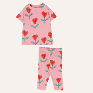 THE CAMPAMENTO PINK TULIPS ALLOVER BABY SET