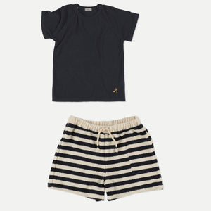 MY LITTLE COZMO NAVY STRIPES BRODY TERRY SHORTS