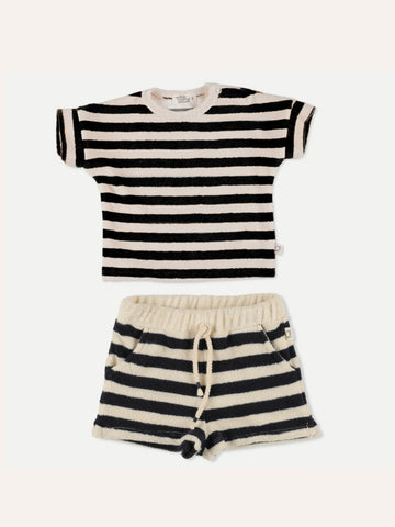 MY LITTLE COZMO NAVY STRIPES TERRY CARTER BABY SET