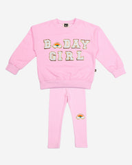 PETITE HAILEY PINK B-DAY GIRL SWEATSHIRT LEGGING SET