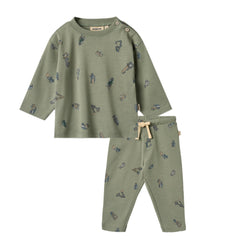 Wheat Dusty Green Cars Malthe T-Shirt & Manfred Pants