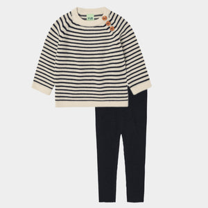 Fub Baby Ecru/Dark Navy Sweater & Legging Set