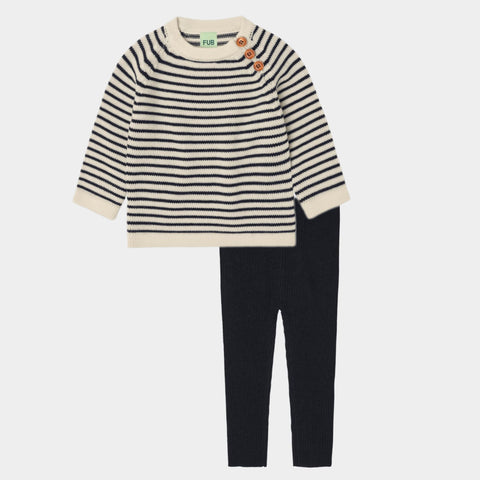 Fub Baby Ecru/Dark Navy Sweater & Legging Set