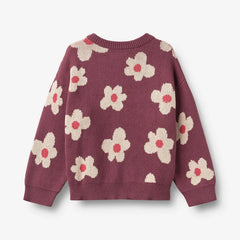 Wheat Eggplant Alvilda Jacquard Cardigan