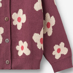 Wheat Eggplant Alvilda Jacquard Cardigan
