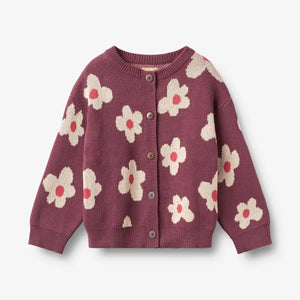 Wheat Eggplant Alvilda Jacquard Cardigan