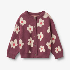Wheat Eggplant Alvilda Jacquard Cardigan