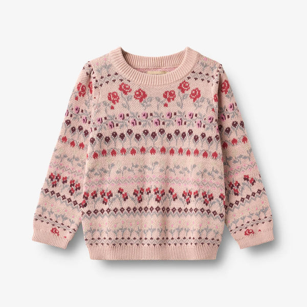 Wheat Dim Rose Jacquard Mikmak Sweater