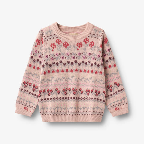 Wheat Dim Rose Jacquard Mikmak Sweater