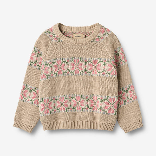 Wheat Warm Sand Jaquard Alberte Knit Sweater