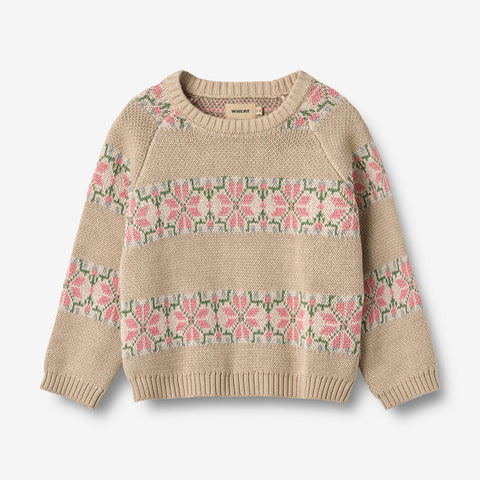 Wheat Warm Sand Jaquard Alberte Knit Sweater