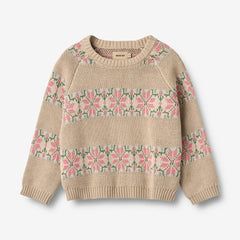 Wheat Warm Sand Jaquard Alberte Knit Sweater