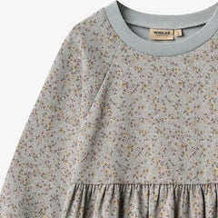 Wheat Slightly Blue Flowers Dorthea Dress