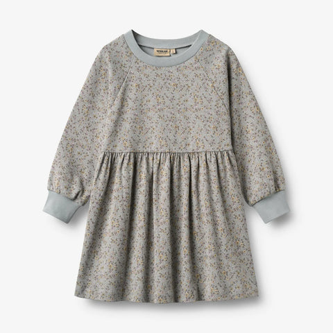 Wheat Slightly Blue Flowers Dorthea Dress