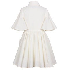 JESSIE AND JAMES WHITE TEXTURE LITTLE SISTER POCKET DRESS