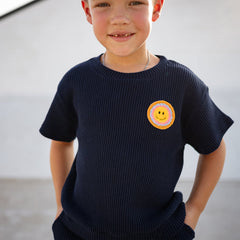 PETITE HAILEY NAVY SMILE WAFFLE SET