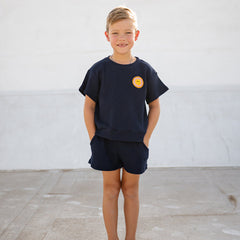 PETITE HAILEY NAVY SMILE WAFFLE SET