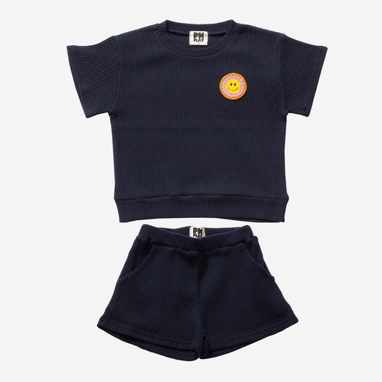 PETITE HAILEY NAVY SMILE WAFFLE SET