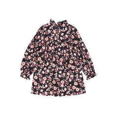 PICCOLA LUDO BLACK/PINK FLORAL SMOCKED DRESS