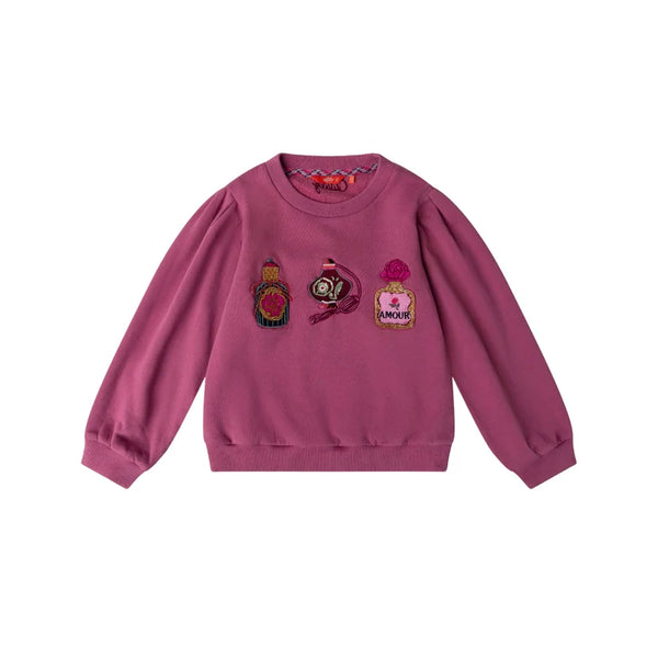 Oilily Red Violet Honny Perfume Embroidered Crewneck Sweatshirt