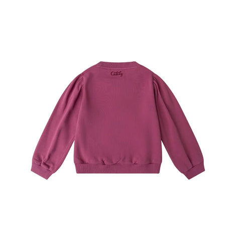 Oilily Red Violet Honny Perfume Embroidered Crewneck Sweatshirt