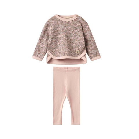 Wheat Rose Brown Flower Emery Sweatshirt & Legging Set