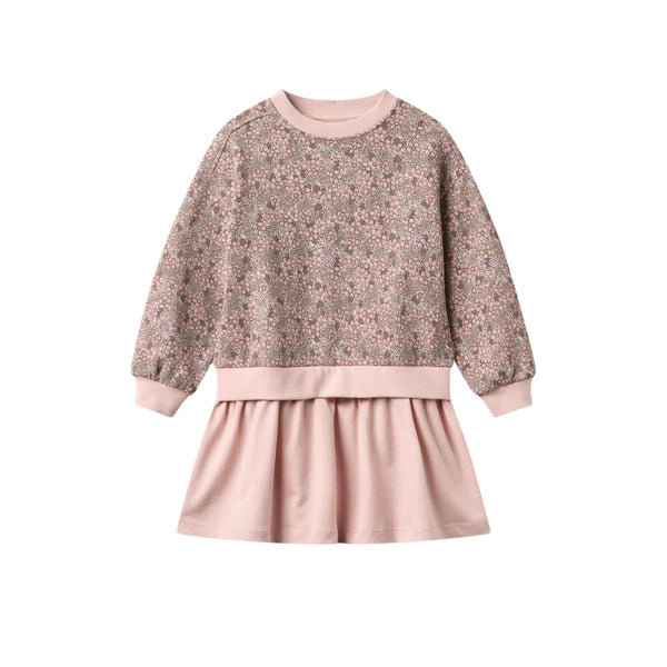 Wheat Rose Brown Flower Maggie Dress