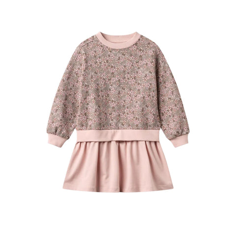 Wheat Rose Brown Flower Maggie Dress