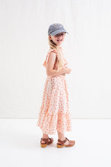 TOCOTO VINTAGE PINK HEART PRINT MIDI SKIRT