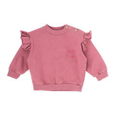 TOCOTO VINTAGE PINK RUFFLES AND EMBROIDERY SWEATSHIT