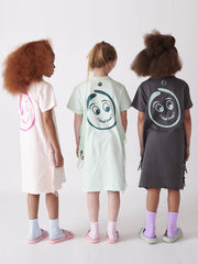 LOUD APPAREL HAWAI SOFT PINK/ ORCHID PRINT FRINGE T-SHIRT DRESS