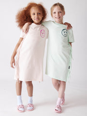 LOUD APPAREL HAWAI SOFT PINK/ ORCHID PRINT FRINGE T-SHIRT DRESS