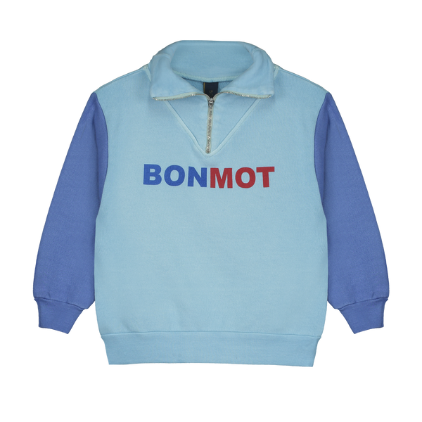 BONMOT RIVER BLUE ZIP SWEATSHIRT