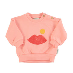 PIUPIUCHICK CORAL W\ LIPS BABY SWEATSHIRT