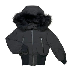 Mantel Black Zippered Elastic Coat