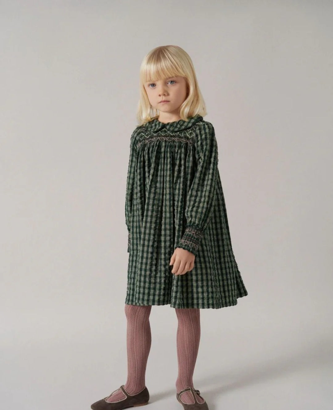 MARMAR DARK GREEN CHECK DABINA DRESS MARMAR DARK GREEN CHECK DABINA DRESS