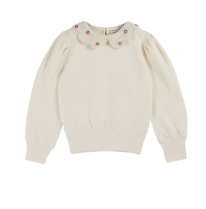 Emile Et Ida Creme Col Crochet Sweater