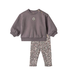 Wheat Purple Stone Eliza Embroidery Sweatshirt & Jersey Jules Legging Set