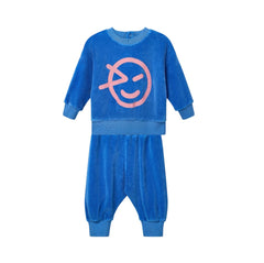 Wynken True Blue Velour Baby Sweatshirt & Pants Set