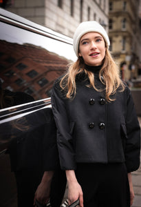 Mantel Black Wool/Nylon Combo Jacket