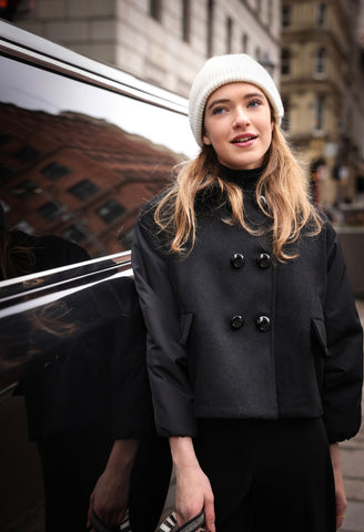 Mantel Black Wool/Nylon Combo Jacket