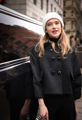 Mantel Black Wool/Nylon Combo Jacket